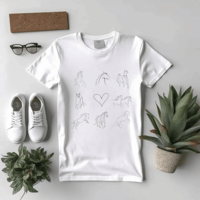 9 Horses - Line Art Collection nachhaltiges Bio-Shirt